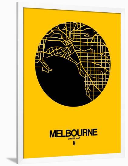 Melbourne Street Map Yellow-NaxArt-Framed Art Print