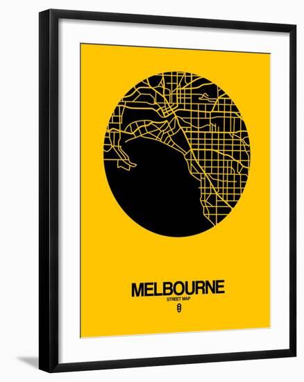 Melbourne Street Map Yellow-NaxArt-Framed Art Print