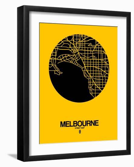 Melbourne Street Map Yellow-NaxArt-Framed Art Print