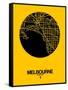 Melbourne Street Map Yellow-NaxArt-Framed Stretched Canvas