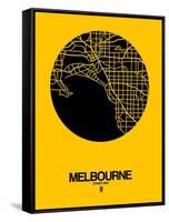 Melbourne Street Map Yellow-NaxArt-Framed Stretched Canvas