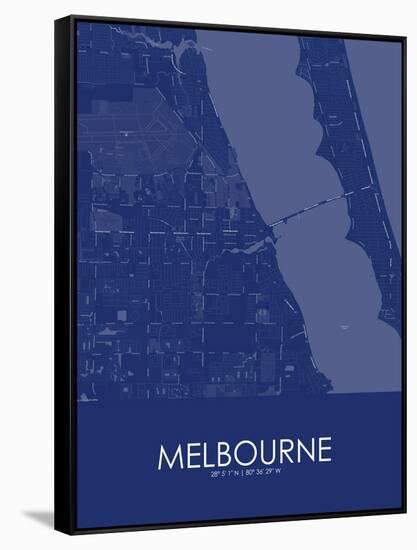 Melbourne, United States of America Blue Map-null-Framed Stretched Canvas