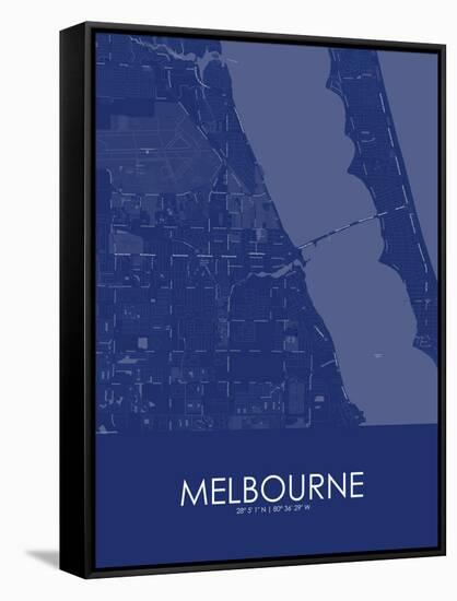 Melbourne, United States of America Blue Map-null-Framed Stretched Canvas