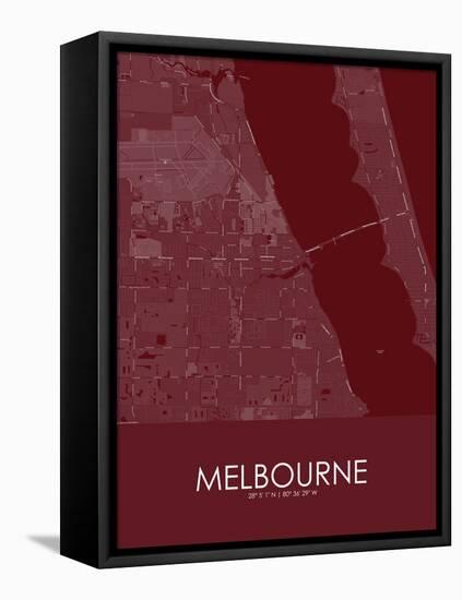 Melbourne, United States of America Red Map-null-Framed Stretched Canvas