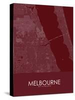 Melbourne, United States of America Red Map-null-Stretched Canvas