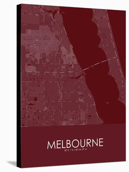 Melbourne, United States of America Red Map-null-Stretched Canvas