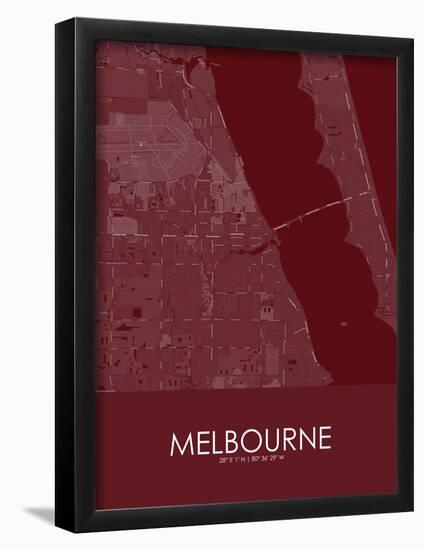 Melbourne, United States of America Red Map-null-Framed Poster