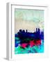 Melbourne Watercolor Skyline 2-NaxArt-Framed Art Print