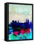Melbourne Watercolor Skyline 2-NaxArt-Framed Stretched Canvas