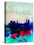Melbourne Watercolor Skyline 2-NaxArt-Stretched Canvas