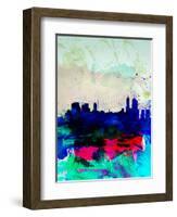 Melbourne Watercolor Skyline 2-NaxArt-Framed Art Print