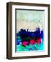 Melbourne Watercolor Skyline 2-NaxArt-Framed Art Print