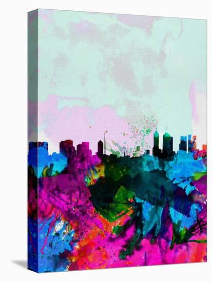 Melbourne Watercolor Skyline-NaxArt-Stretched Canvas