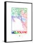 Melbourne Watercolor Street Map-NaxArt-Framed Stretched Canvas