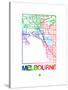 Melbourne Watercolor Street Map-NaxArt-Stretched Canvas