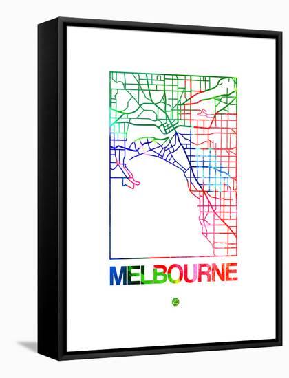 Melbourne Watercolor Street Map-NaxArt-Framed Stretched Canvas