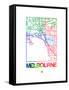 Melbourne Watercolor Street Map-NaxArt-Framed Stretched Canvas