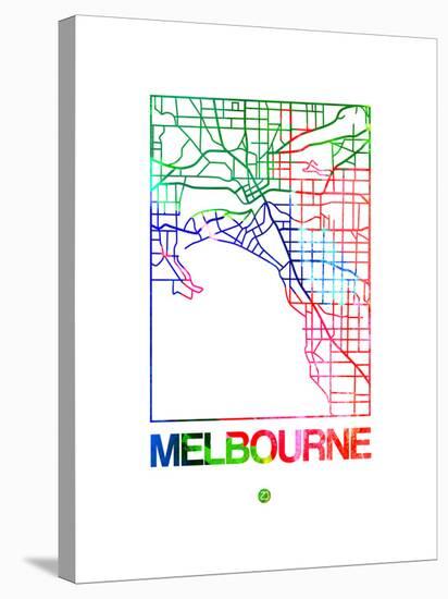 Melbourne Watercolor Street Map-NaxArt-Stretched Canvas