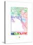 Melbourne Watercolor Street Map-NaxArt-Stretched Canvas