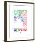 Melbourne Watercolor Street Map-NaxArt-Framed Art Print