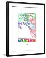 Melbourne Watercolor Street Map-NaxArt-Framed Art Print