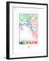 Melbourne Watercolor Street Map-NaxArt-Framed Art Print