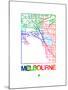 Melbourne Watercolor Street Map-NaxArt-Mounted Art Print