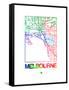 Melbourne Watercolor Street Map-NaxArt-Framed Stretched Canvas