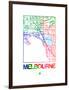 Melbourne Watercolor Street Map-NaxArt-Framed Art Print