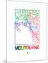 Melbourne Watercolor Street Map-NaxArt-Mounted Art Print