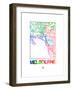 Melbourne Watercolor Street Map-NaxArt-Framed Art Print