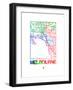 Melbourne Watercolor Street Map-NaxArt-Framed Art Print