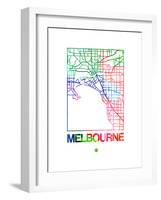 Melbourne Watercolor Street Map-NaxArt-Framed Art Print