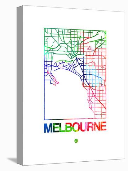 Melbourne Watercolor Street Map-NaxArt-Stretched Canvas