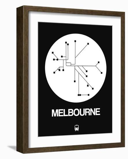 Melbourne White Subway Map-NaxArt-Framed Art Print