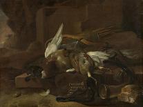 A Pelican and Other Birds Near a Pool, known as the Floating Feather-Melchior d'Hondecoeter-Art Print