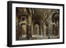 Melchior De Polignac Visiting St. Peter's Basilica in Rome by Giovanni Paolo Pannini-null-Framed Giclee Print