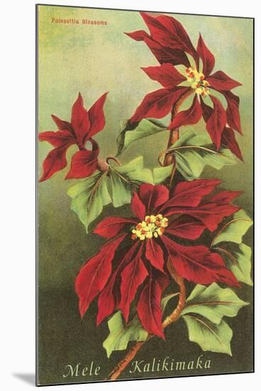 Mele Kalikimaka, Poinsettias-null-Mounted Art Print