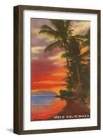 Mele Kalikimaka, Sunset on Lagoon-null-Framed Art Print