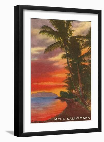 Mele Kalikimaka, Sunset on Lagoon-null-Framed Art Print