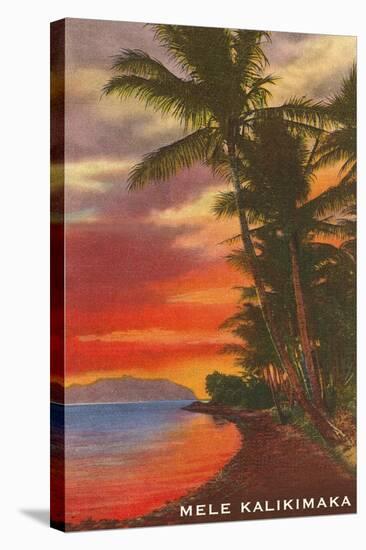 Mele Kalikimaka, Sunset on Lagoon-null-Stretched Canvas