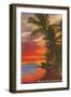 Mele Kalikimaka, Sunset on Lagoon-null-Framed Premium Giclee Print