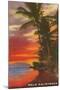 Mele Kalikimaka, Sunset on Lagoon-null-Mounted Art Print