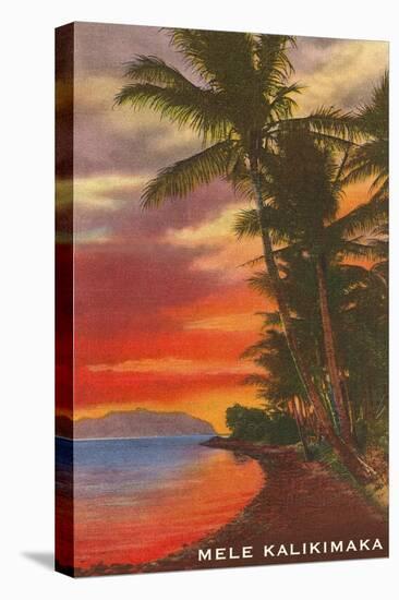 Mele Kalikimaka, Sunset on Lagoon-null-Stretched Canvas