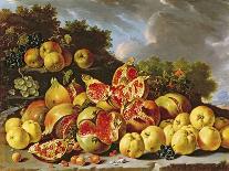 Still Life with Pomegranates, Apples, Cherries and Grapes-Melendez-Stretched Canvas