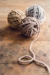 Balls of Wool on Wooden Background-Melica73-Photographic Print