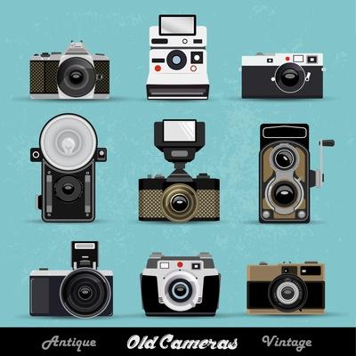 Set Of Vintage Cameras Background