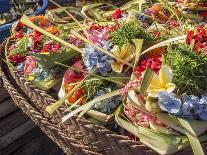 Colourful produce of peppers, garlic, onions, peanuts and shallots, at a market in Denpasar, Bali,-Melissa Kuhnell-Photographic Print