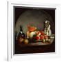 Melons, Pears, Peaches and Plums, or the Cut Melon-Jean-Baptiste Simeon Chardin-Framed Giclee Print