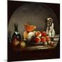 Melons, Pears, Peaches and Plums, or the Cut Melon-Jean-Baptiste Simeon Chardin-Mounted Giclee Print